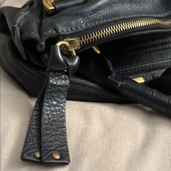 Chloe Black and Gold Shoulder Bag with Horseshoe Clasps - Picture 5 of 16